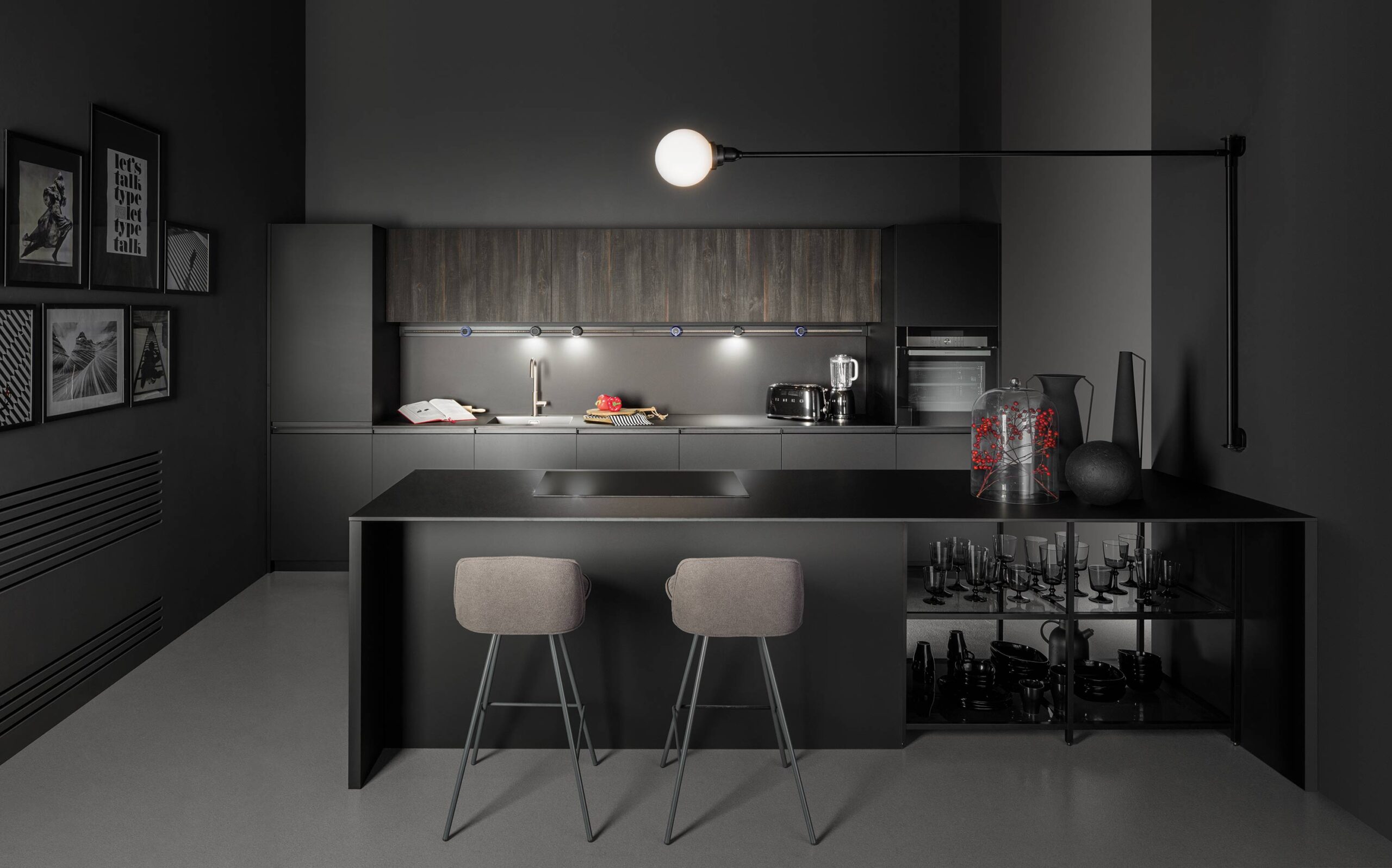Nero matt black handleless modern kitchen design