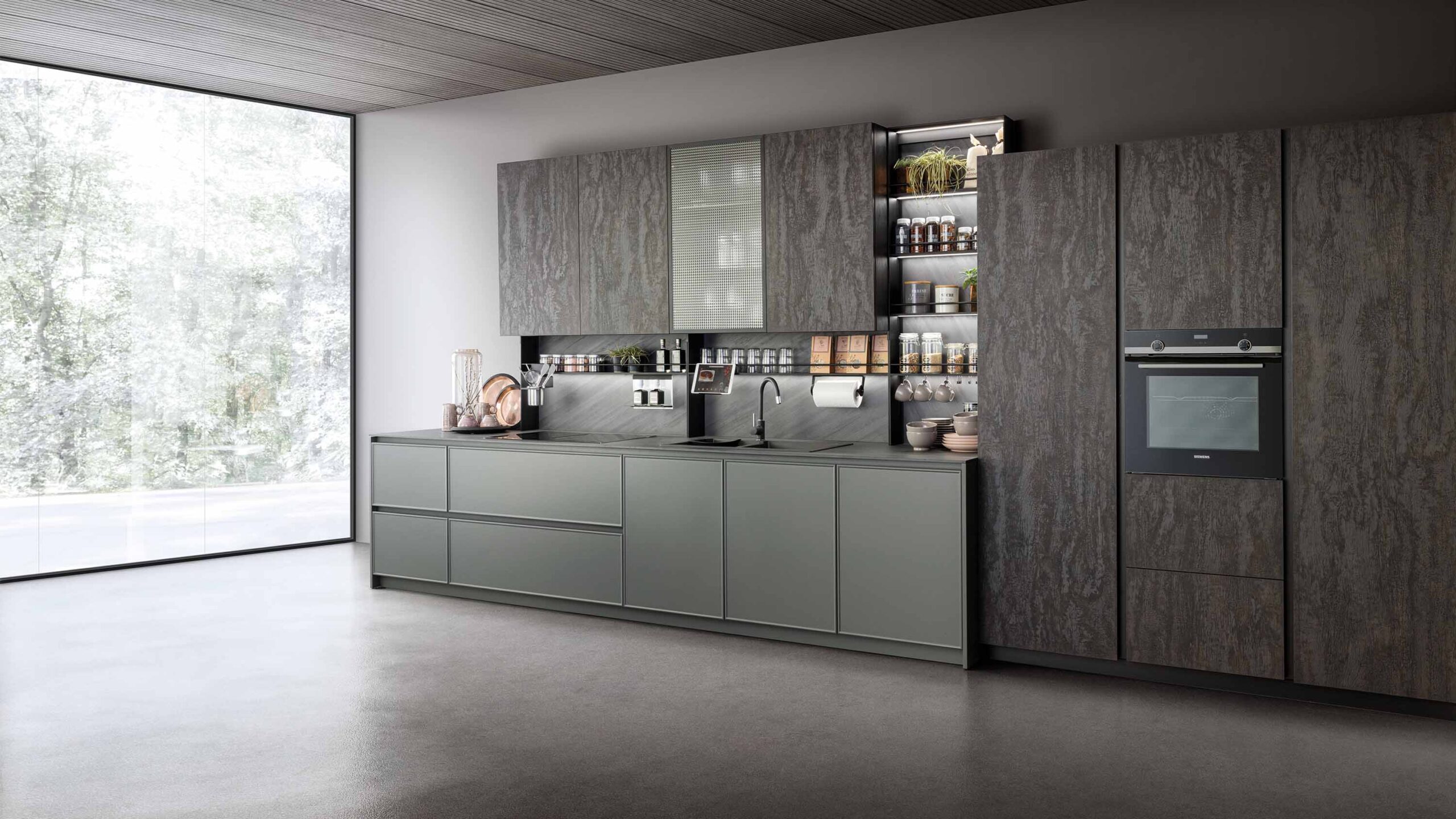 Grey modern industrial kitchen by Krieder