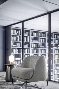 Luxury fabric Italian armchair in modern home