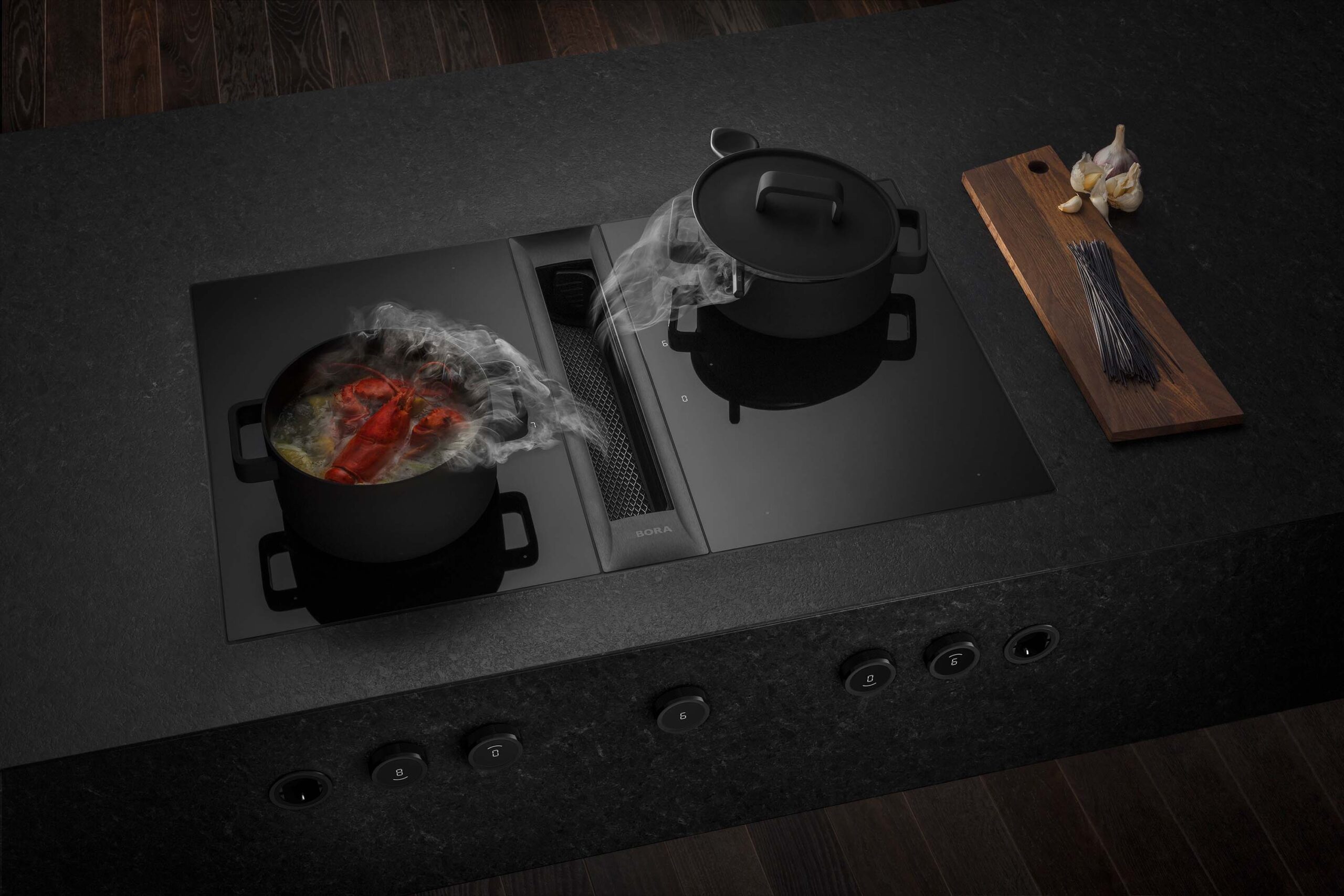 Bora Professional 2.0 / 3.0 modular cooktop system with integrated extractor sold by Krieder UK