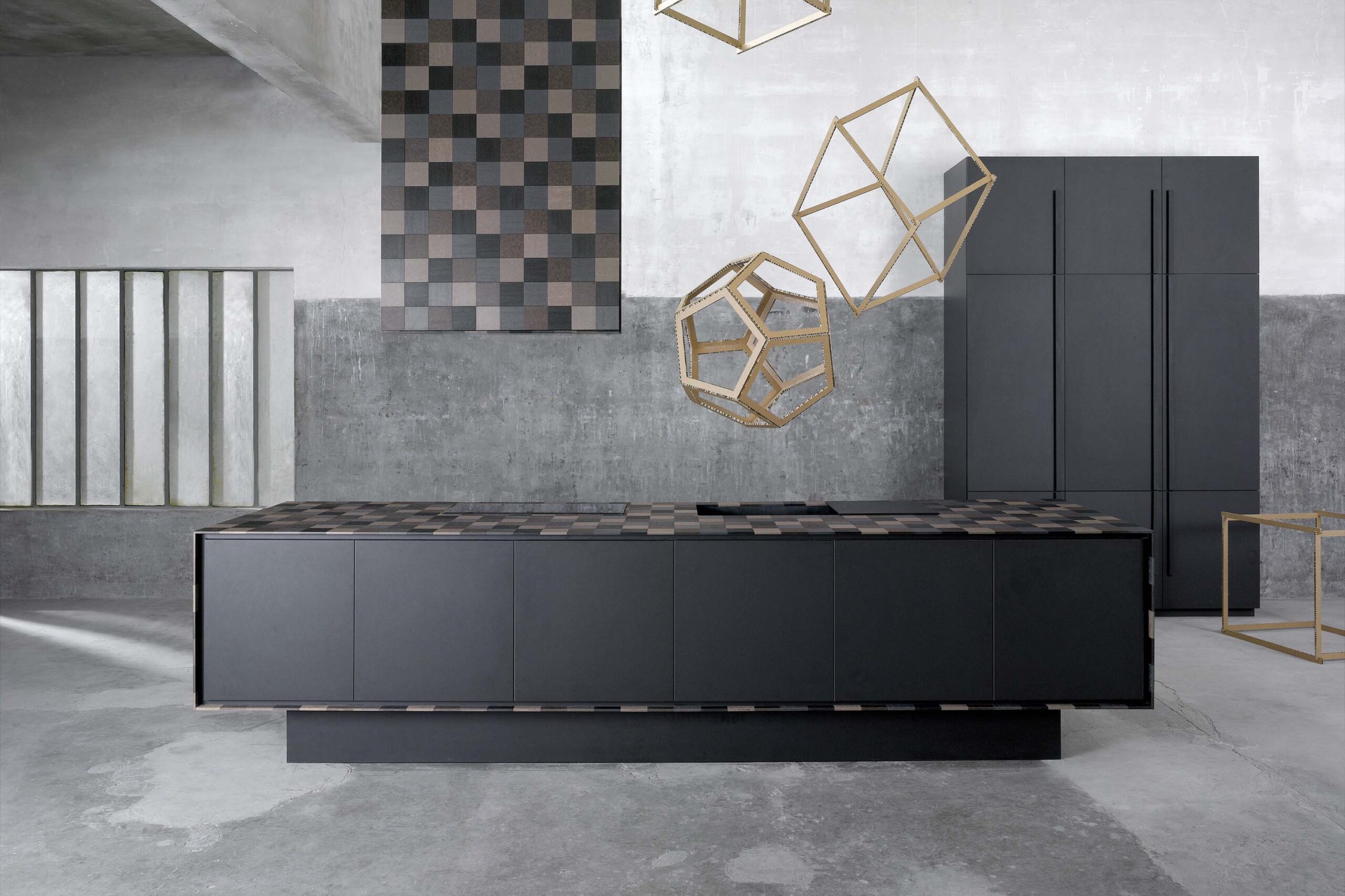 Luxury kitchen island made with Paperstone® recycled material worktop, a modern yet sustainable kitchen design.