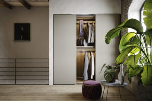 elegant minimal sliding wardrobe designed and fitted by Krieder UK.