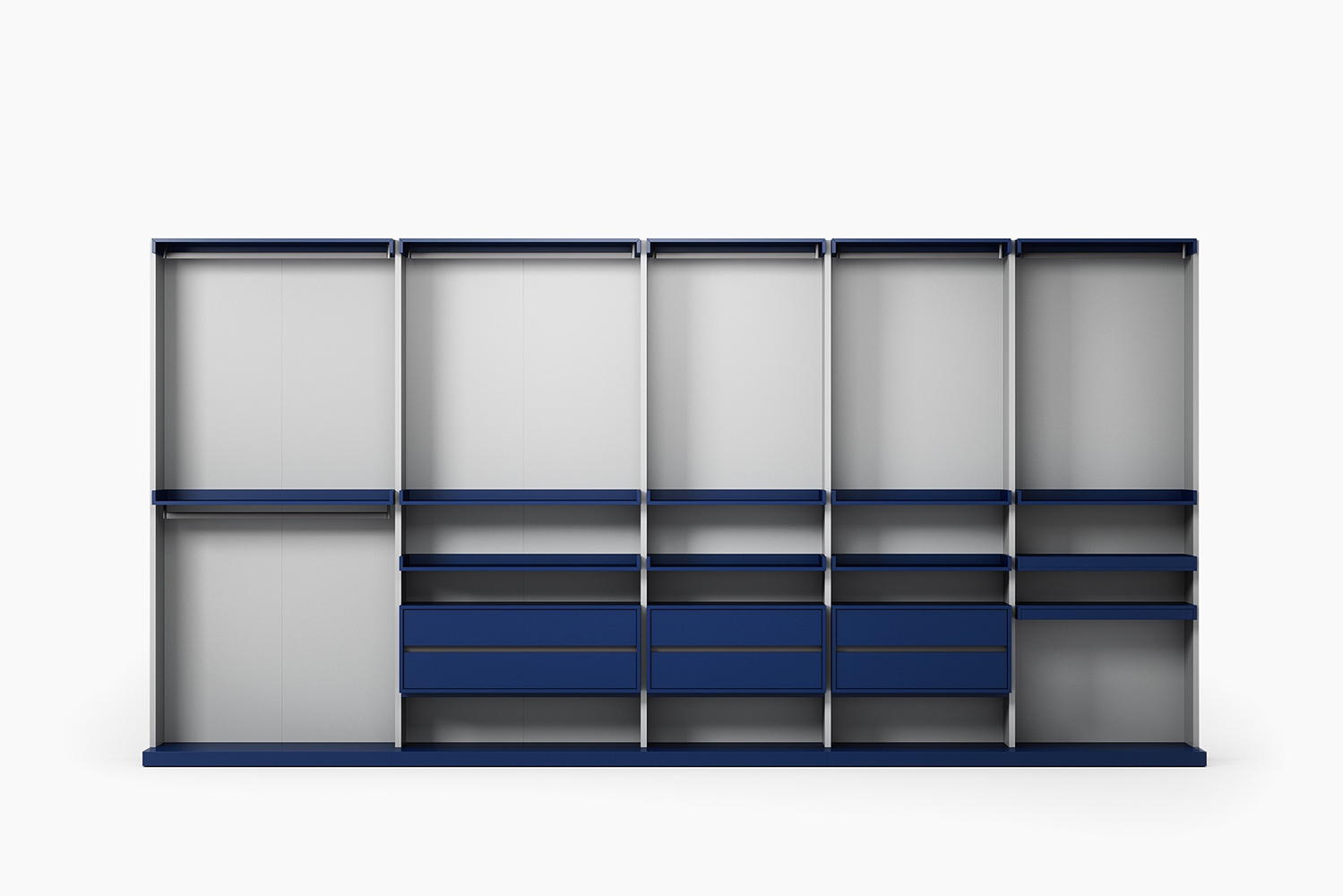 Designer modular walk-in wardrobes system elements, fitted to your home by Krieder.