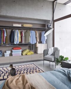 Luxury modular walk-in wardrobes system elements, fitted to your home by Krieder.