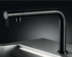 Premium black outdoor kitchen tap. Outdoor kitchens designed and fitted by Krieder in the UK and Europe.