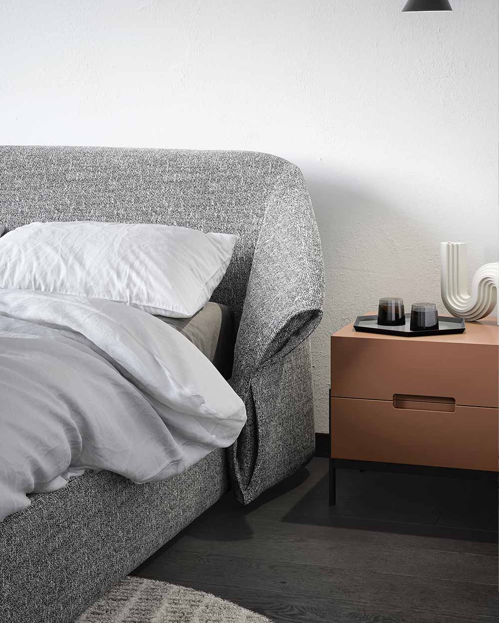 Float luxury Italian bedside table and drawer unit by Novamobili. Sold by Krieder UK.