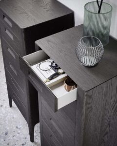 Giotto luxury Italian bedside table and drawer unit by Novamobili. Sold by Krieder UK.