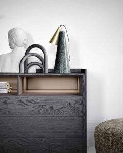 Sly luxury Italian bedside table and drawer unit by Novamobili. Sold by Krieder UK.