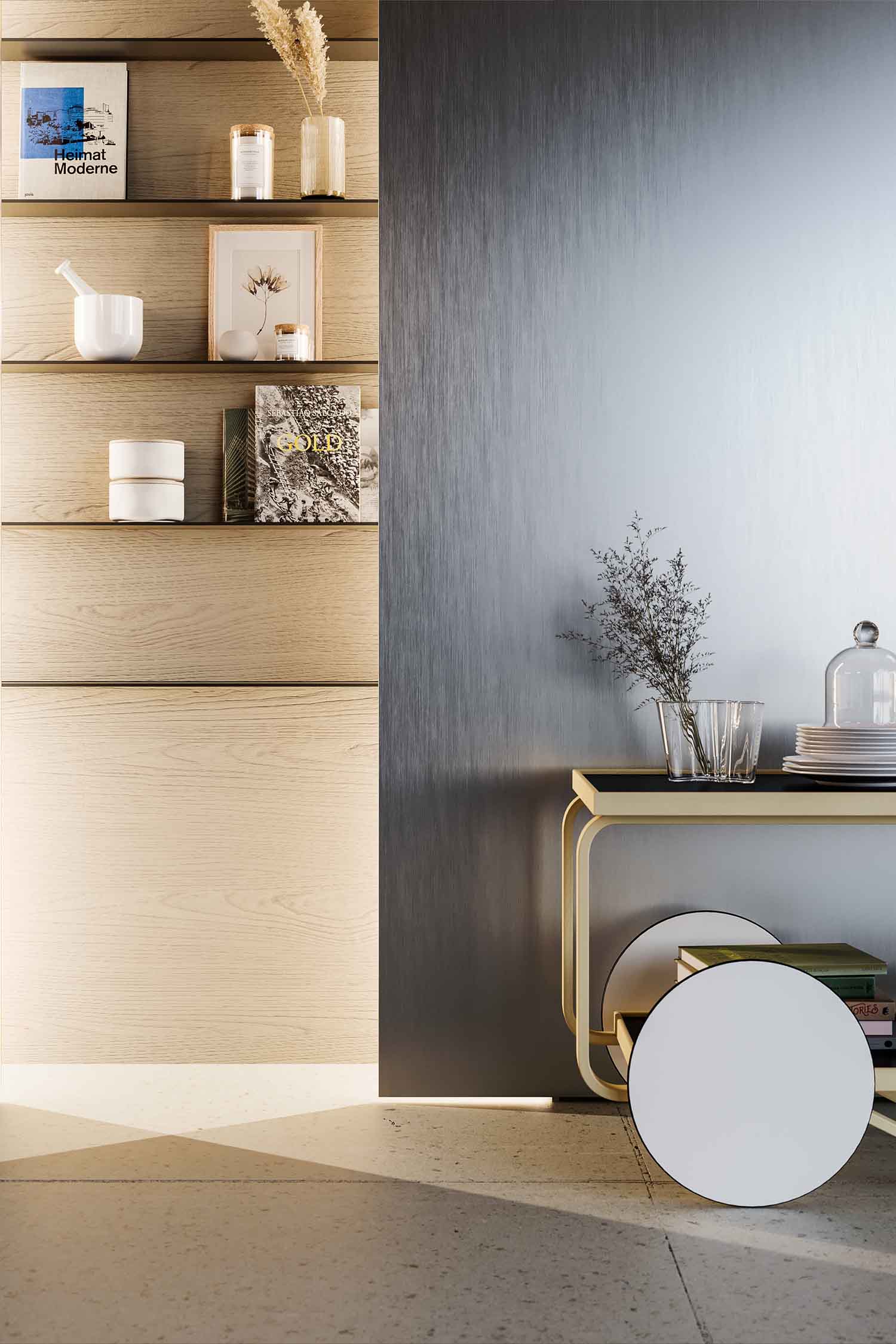 A detailed view of a high-end, built-in kitchen oven with a modern, black glass front and stainless steel details.