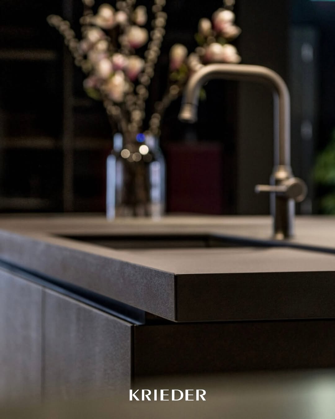 Contemporary kitchen tap set into a luxury Krieder worktop